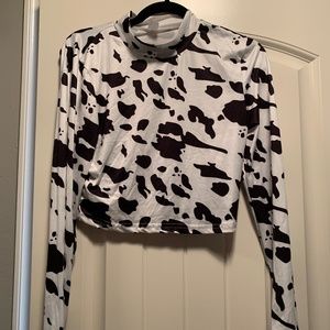 Cow Print Cropped Long Sleeve